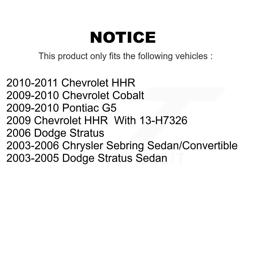 [Arrière] Chaussures de frein à tambour arrière pour Chevrolet Cobalt Chrysler Sebring Pontiac G5 HHR Dodge