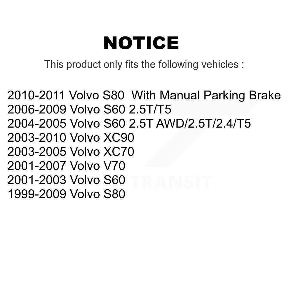 [Arrière] Chaussures de frein de stationnement pour Volvo XC90 XC70 S80 NB-829B