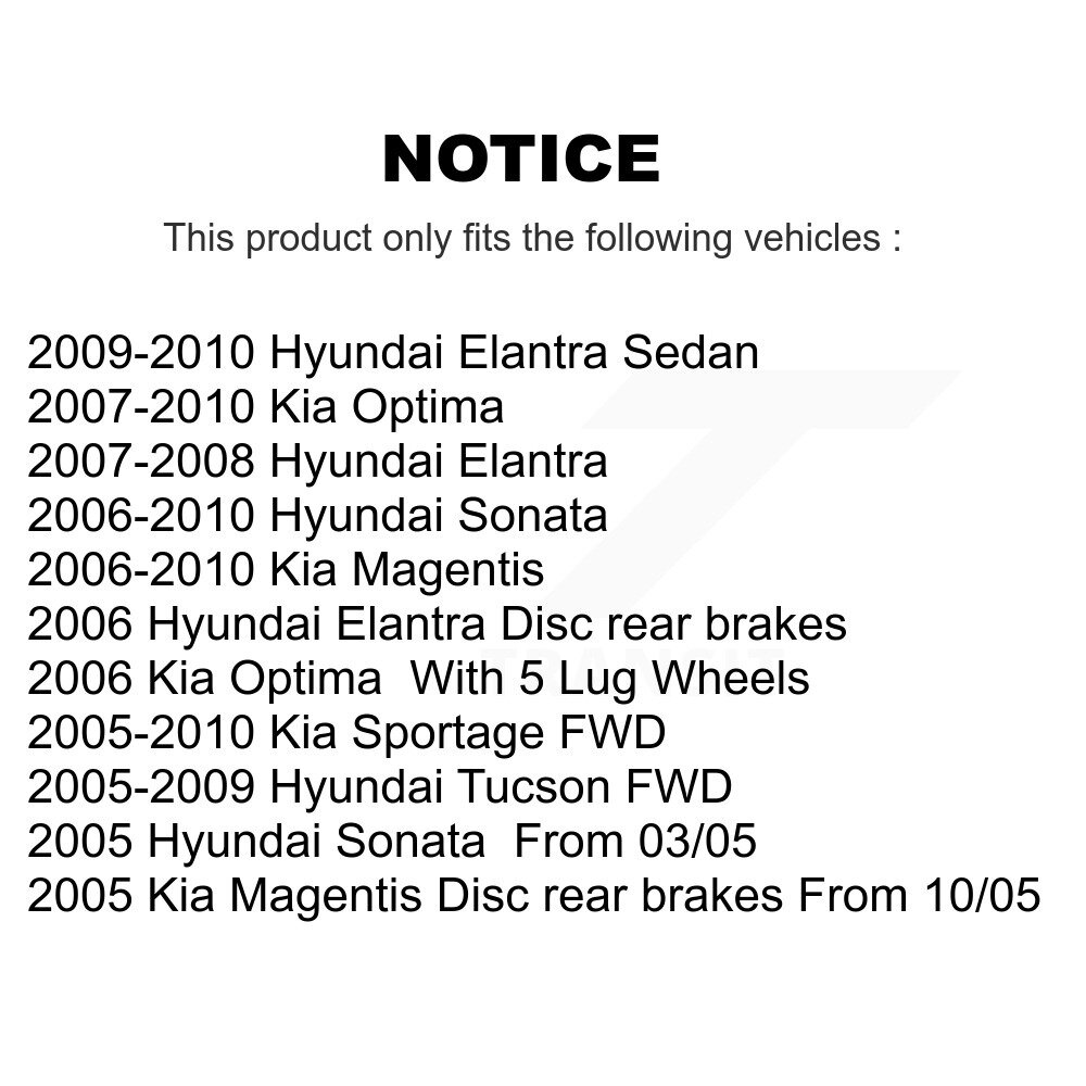 [Arrière] Chaussures de frein de stationnement arrière pour Hyundai Elantra Sonata Tucson Kia Sportage Optima