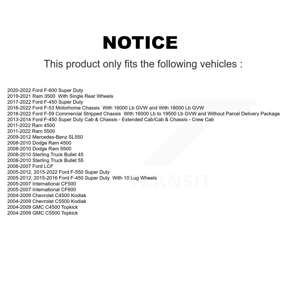 [Arrière] Chaussures de frein de stationnement arrière pour Ford F-450 Ram Super Duty 3500 F-550 F-53