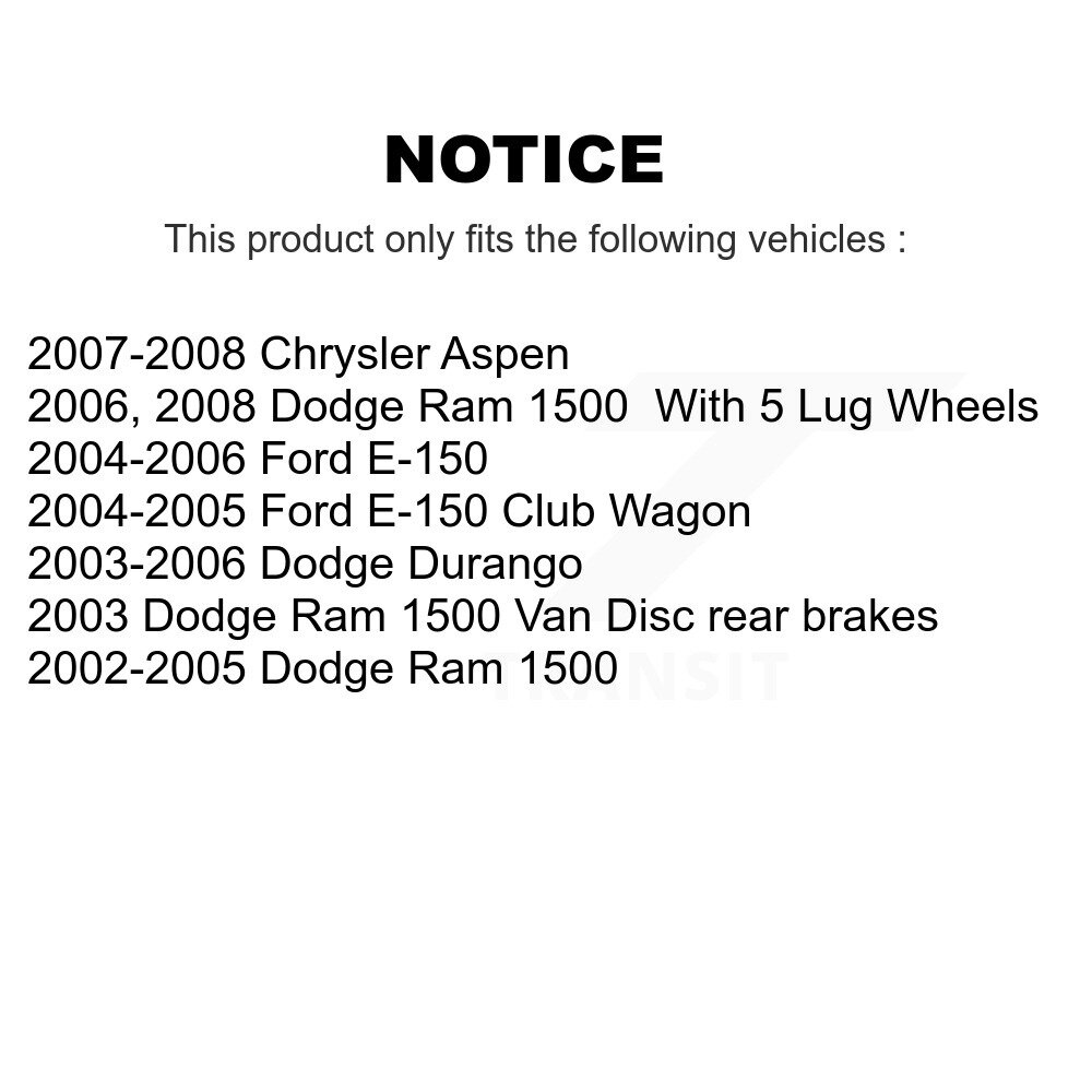 [Arrière] Chaussures de frein de stationnement arrière pour Dodge Ram 1500 Durango Chrysler Aspen Ford E-150
