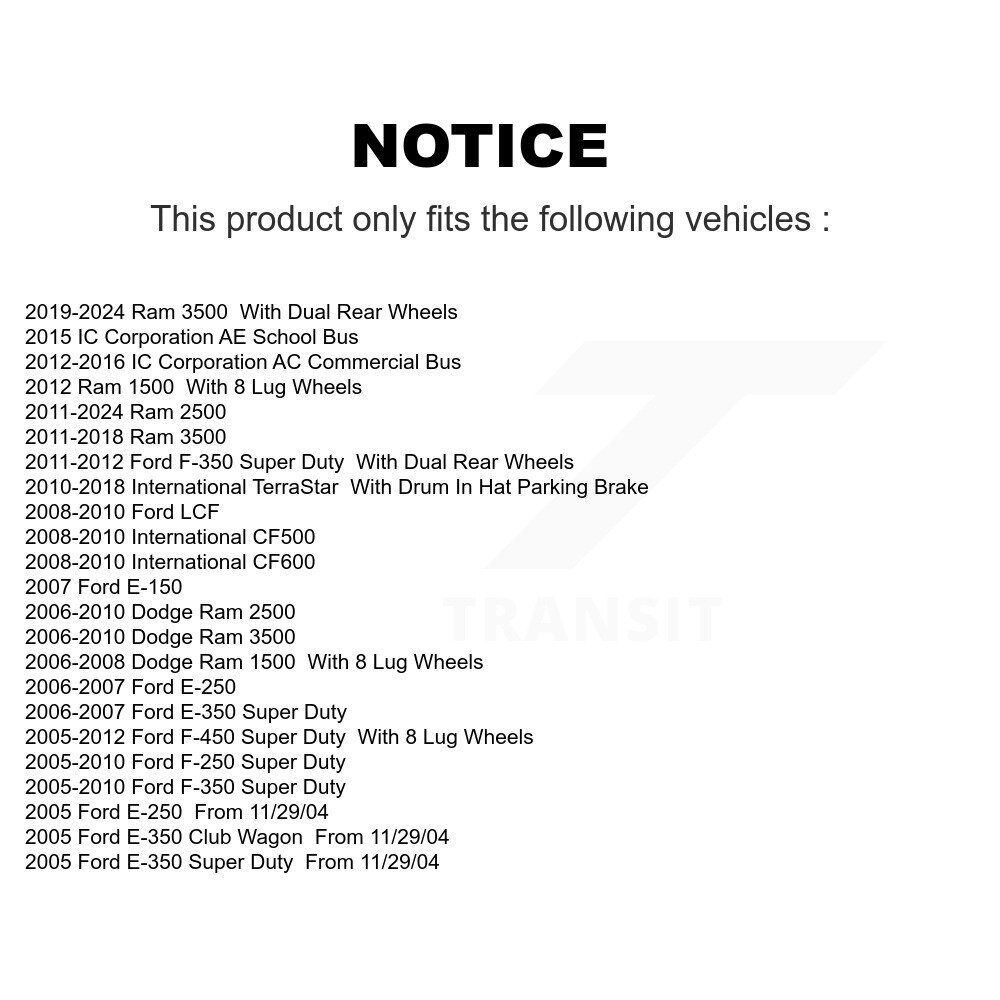 [Arrière] Chaussures de frein de stationnement arrière pour Ram Ford Dodge 2500 3500 F-350 Super Duty 1500 F-250