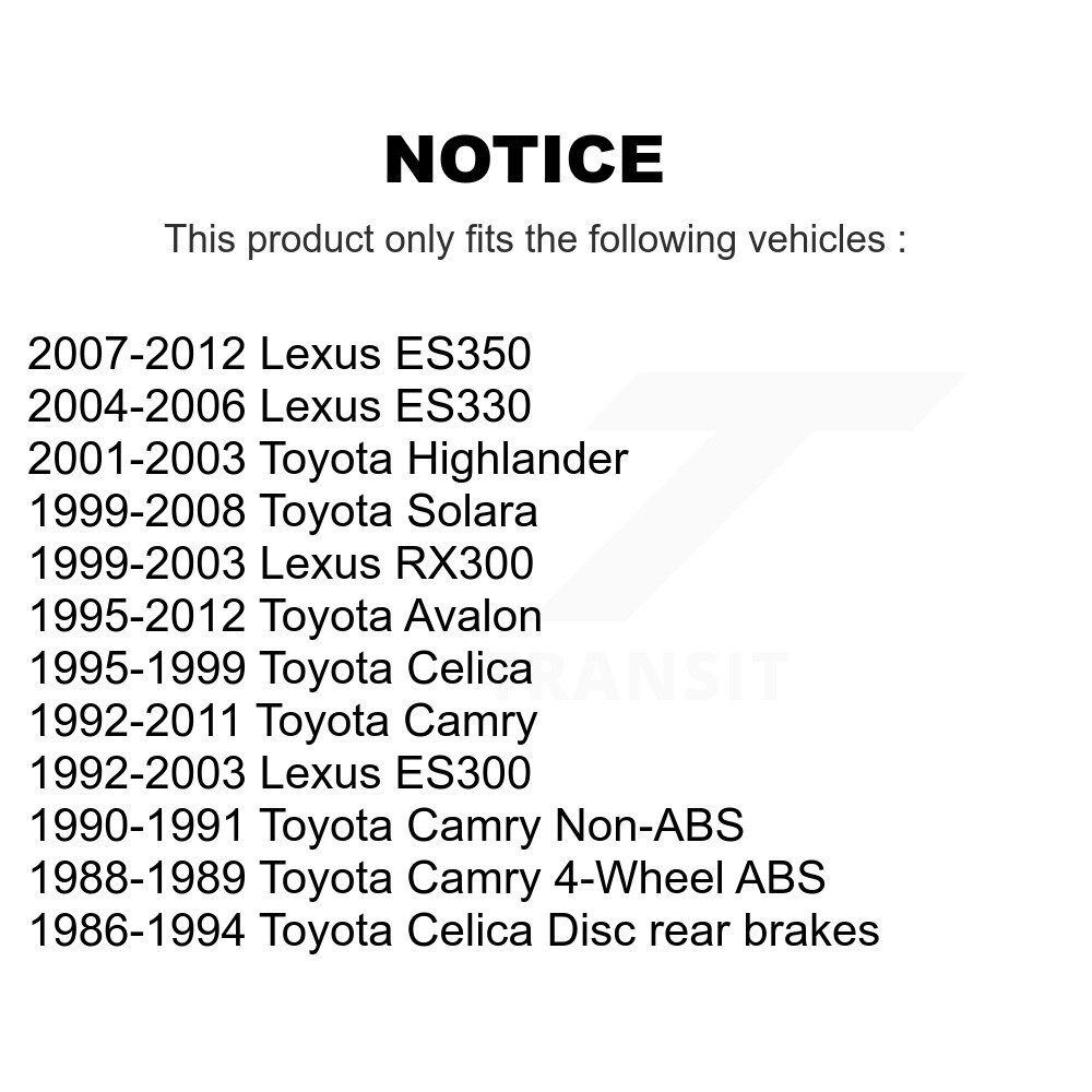 [Arrière] Chaussures de frein de stationnement arrière pour Toyota Camry Lexus ES350 Solara Avalon Highlander