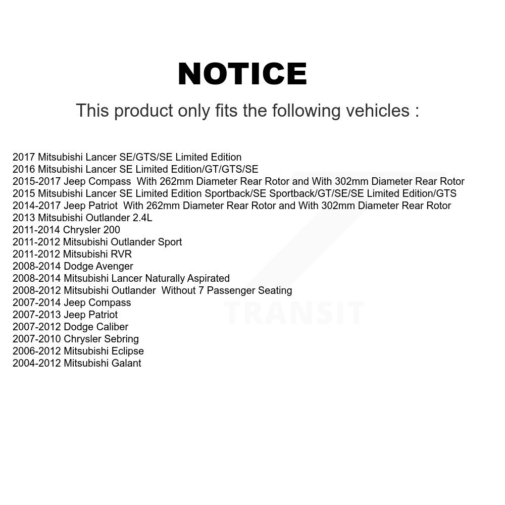 [Arrière] Chaussures de frein de stationnement arrière pour Jeep Mitsubishi Patriot Dodge Chrysler Compass 200