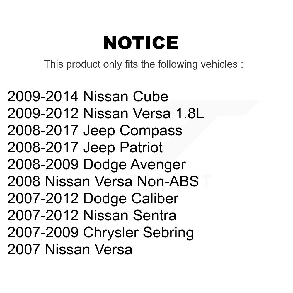 [Arrière] Chaussures de frein à tambour arrière pour Nissan Jeep Versa Patriot Sentra Compass Dodge Calibre