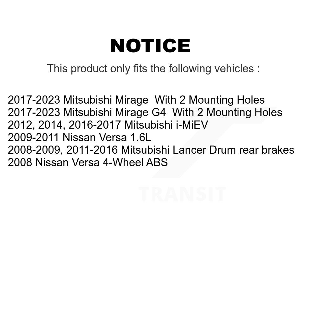 [Arrière] Chaussures de frein à tambour arrière pour Nissan Versa Mitsubishi Mirage G4 NB-924B