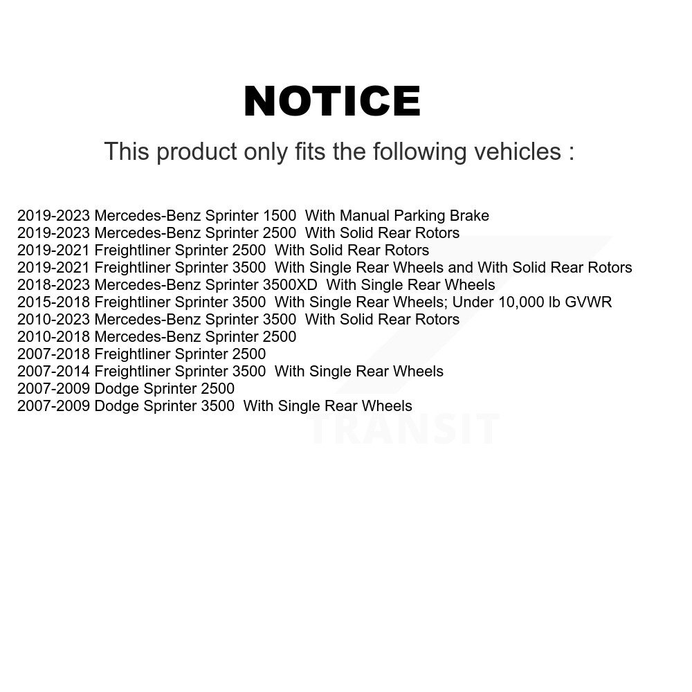 [Arrière] Chaussures de frein de stationnement arrière pour Sprinter 2500 Mercedes-Benz Dodge 3500 Freightliner