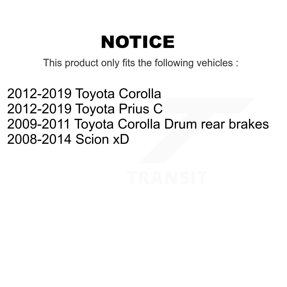 [Arrière] Chaussures de frein à tambour arrière pour Toyota Corolla Prius C Scion xD iQ NB-945B