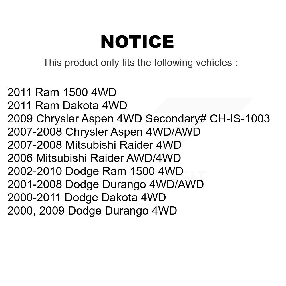 [Front Left] Avant gauche CV Shaft intermédiaire pour Dodge Ram 1500 Dakota Durango Chrysler