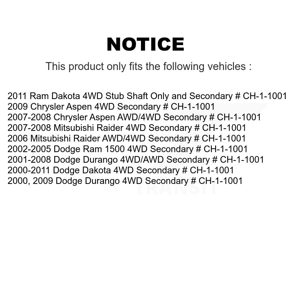 [Avant droite] Avant droit CV Shaft intermédiaire pour Dodge Dakota Ram 1500 Durango Chrysler