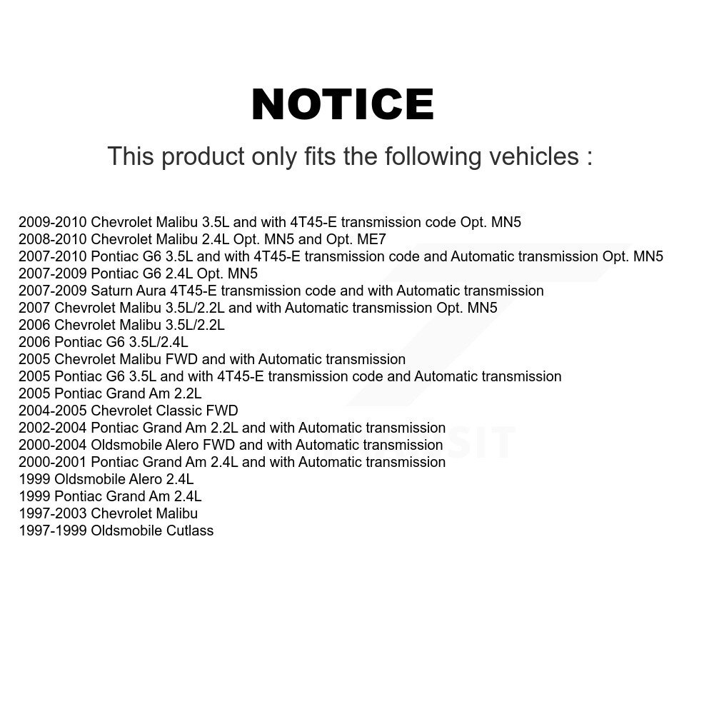 [Front Left] Arbre avant CV Axle pour Chevrolet Malibu Pontiac G6 Grand Am Oldsmobile Alero
