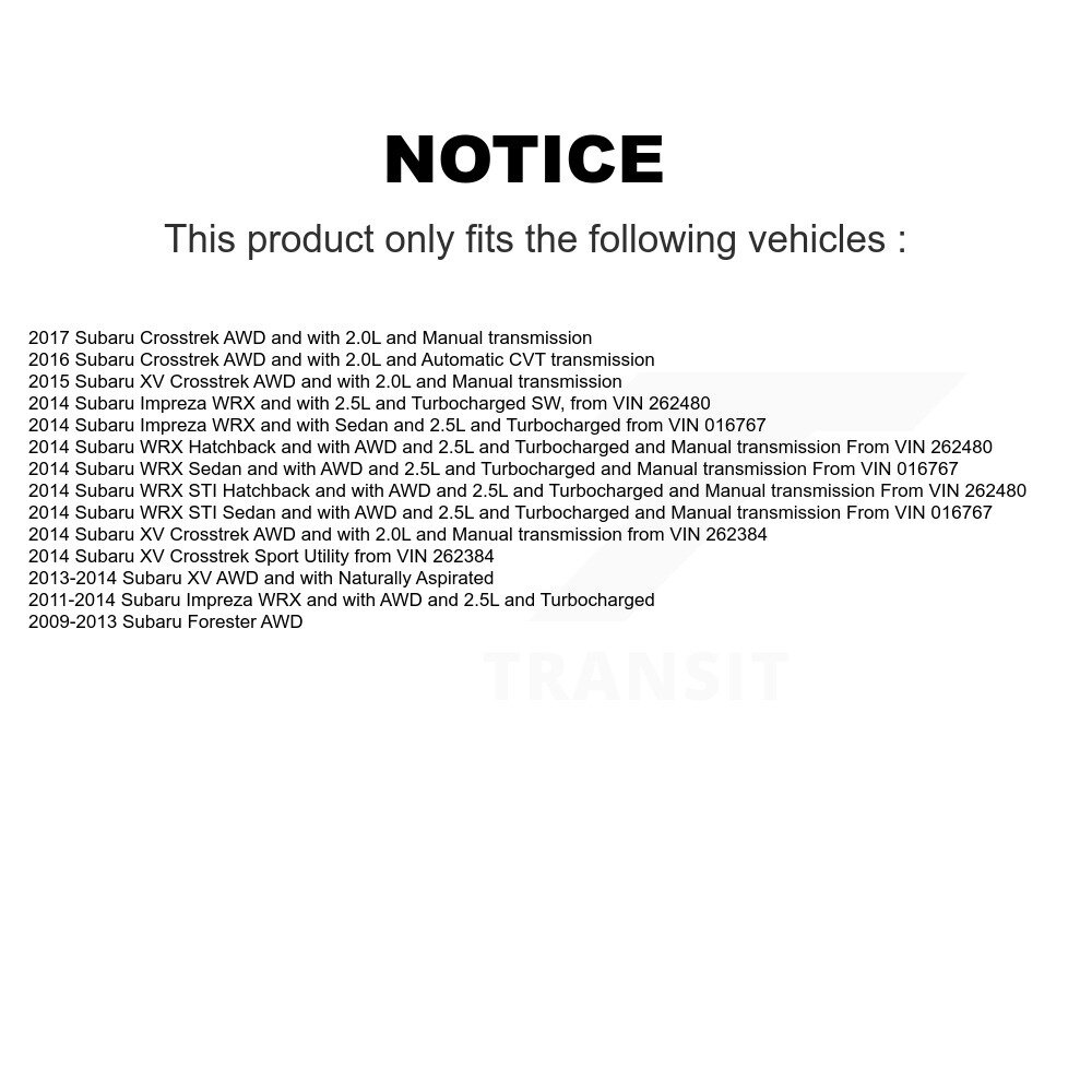 [Front Left] Arbre d'essieu avant CV pour forêtuse Subaru Impreza XV Crosstrek WRX STI NCV-SB66008