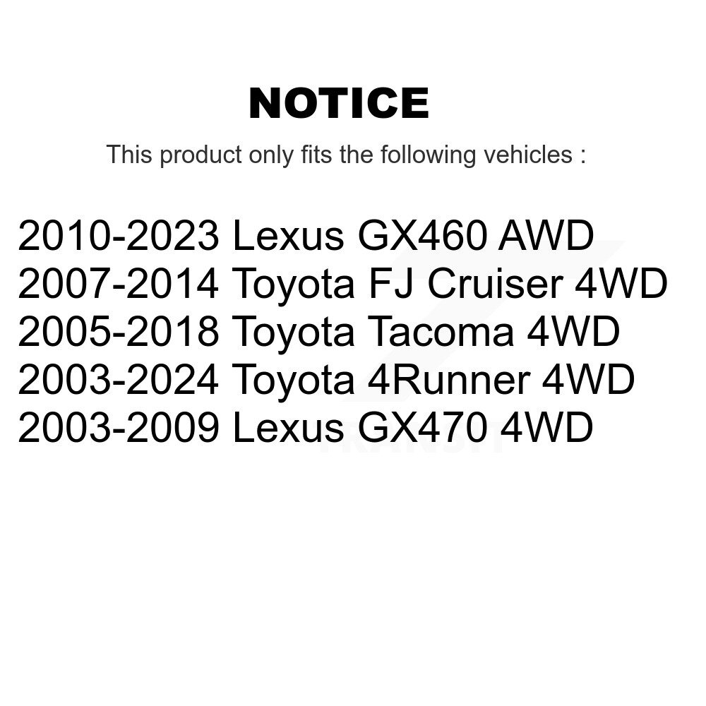 [Avant droite] Arbre d'essieu avant CV pour Toyota Tacoma 4Runner FJ Cruiser Lexus GX460 GX470