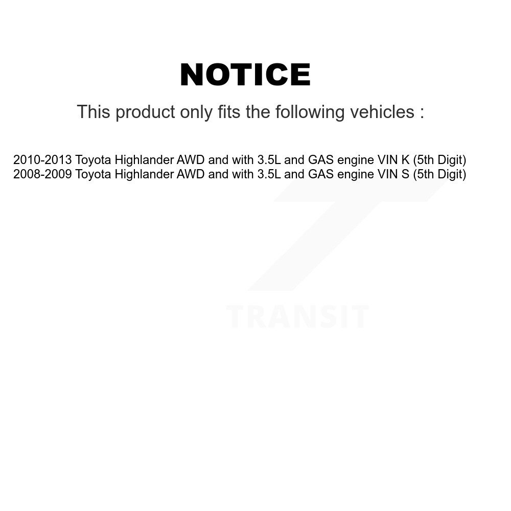 [Avant droite] Arbre d'essieux avant droit pour Toyota Highlander AWD avec moteur GAS 3.5L