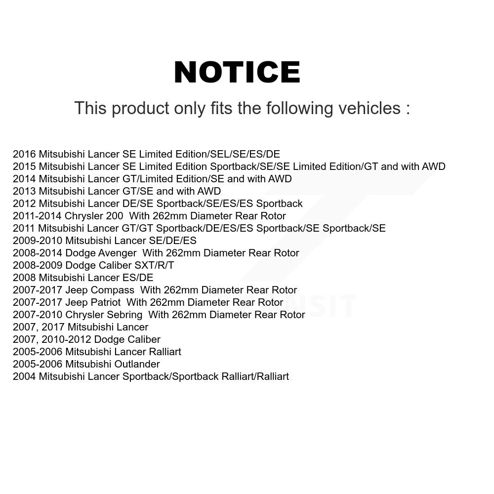 [Arrière] Plaquettes de frein arrière en céramique pour Jeep Mitsubishi Lancer Patriot Dodge Chrysler