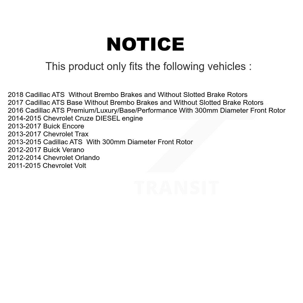 [Front] Plaquettes de frein en céramique avant pour Chevrolet Cruze Buick Trax Encore Verano ATS