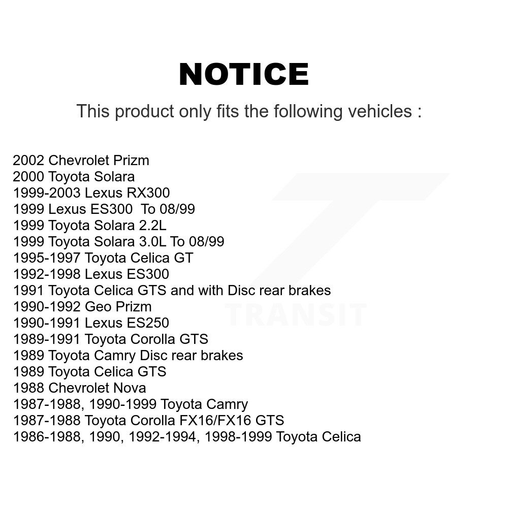 [Arrière] Plaquettes de frein en céramique arrière pour Toyota Camry Lexus RX300 ES300 Solara Celica