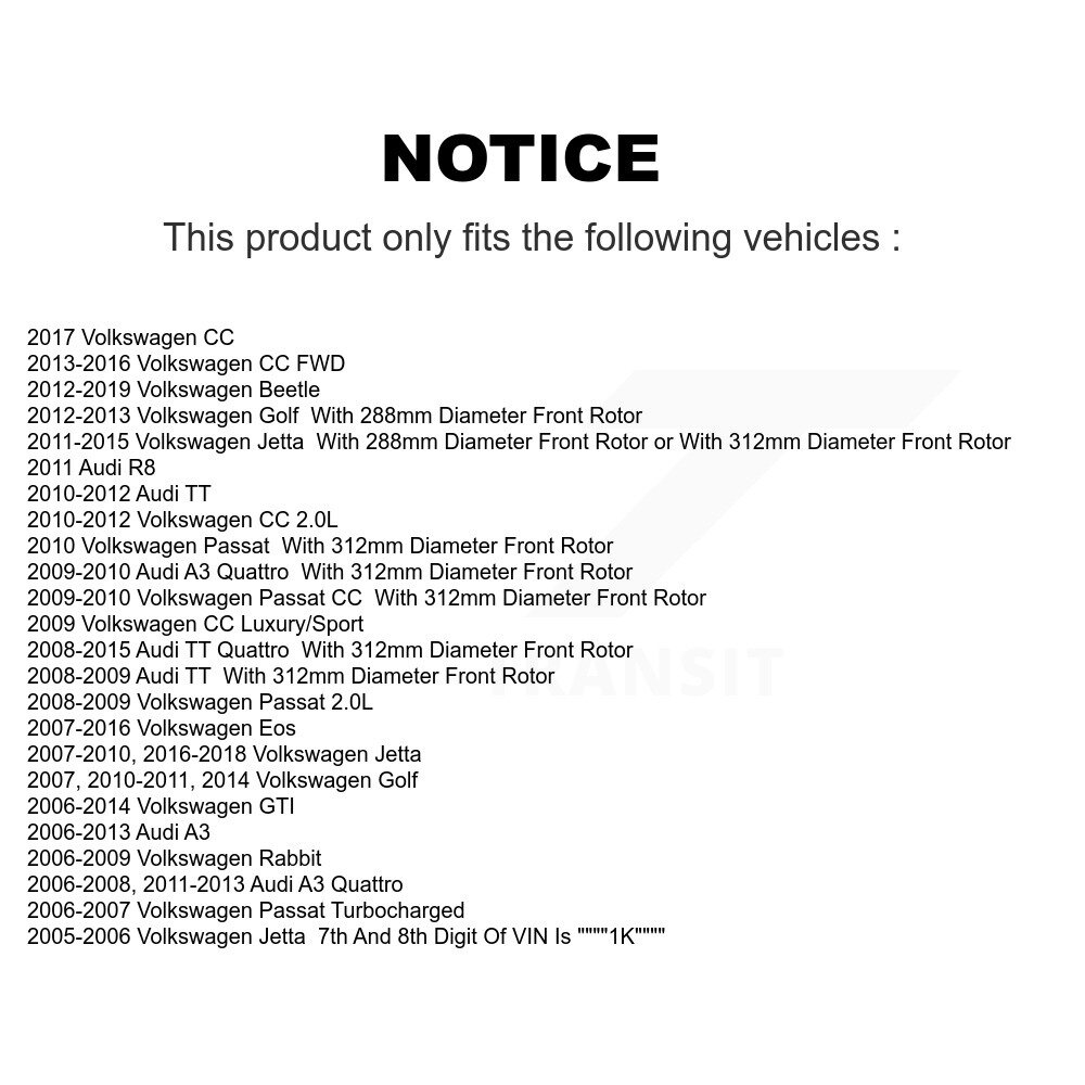 [Front] Semi-métalliques avant Plaquettes de frein à disque pour Volkswagen Jetta Golf Beetle Rabbit Audi
