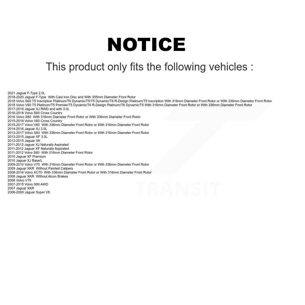 [Front] Semi-métalliques avant Plaquettes de frein pour Volvo XC70 S60 Jaguar V60 XF S80 Cross