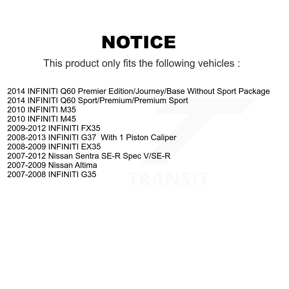 [Arrière] Plaquettes de frein en céramique arrière pour Nissan Sentra INFINITI Altima G37 G35 FX35 EX35