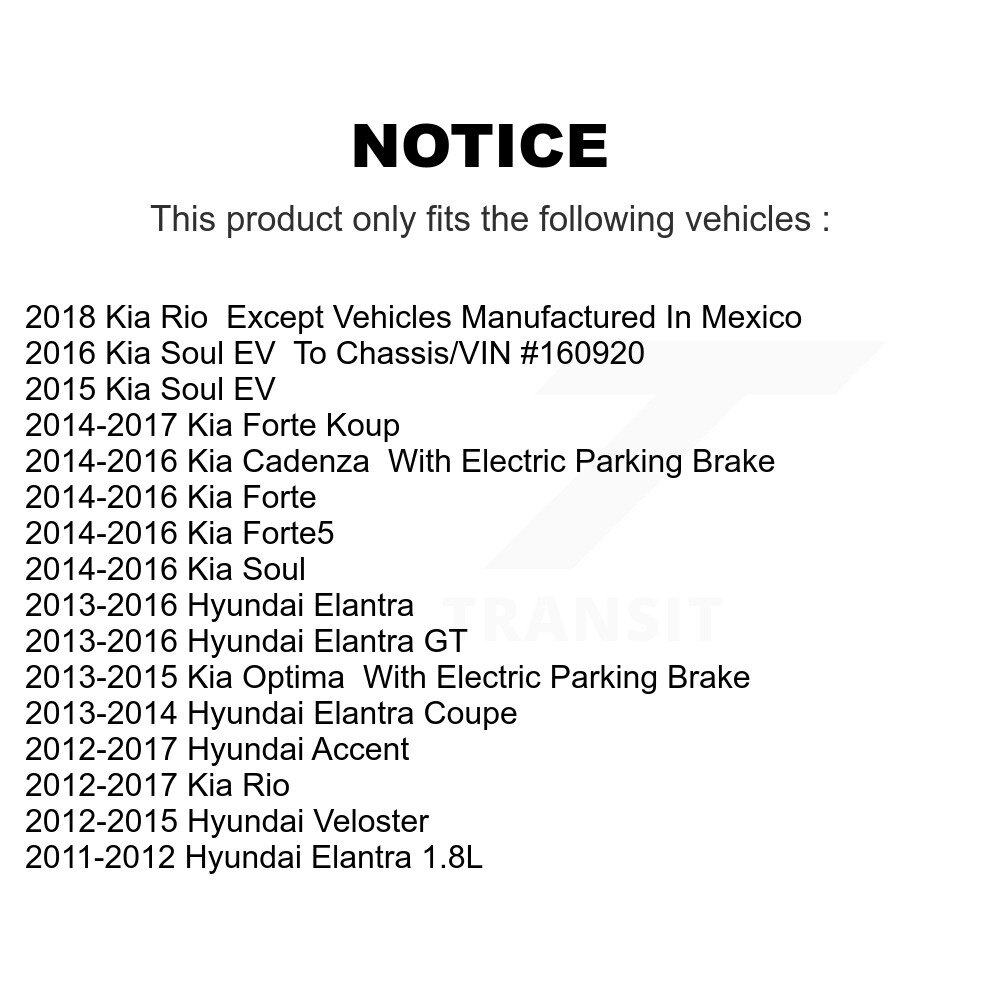 [Arrière] Plaquettes de frein en céramique arrière pour Hyundai Kia Elantra Accent Rio Forte GT Soul EV