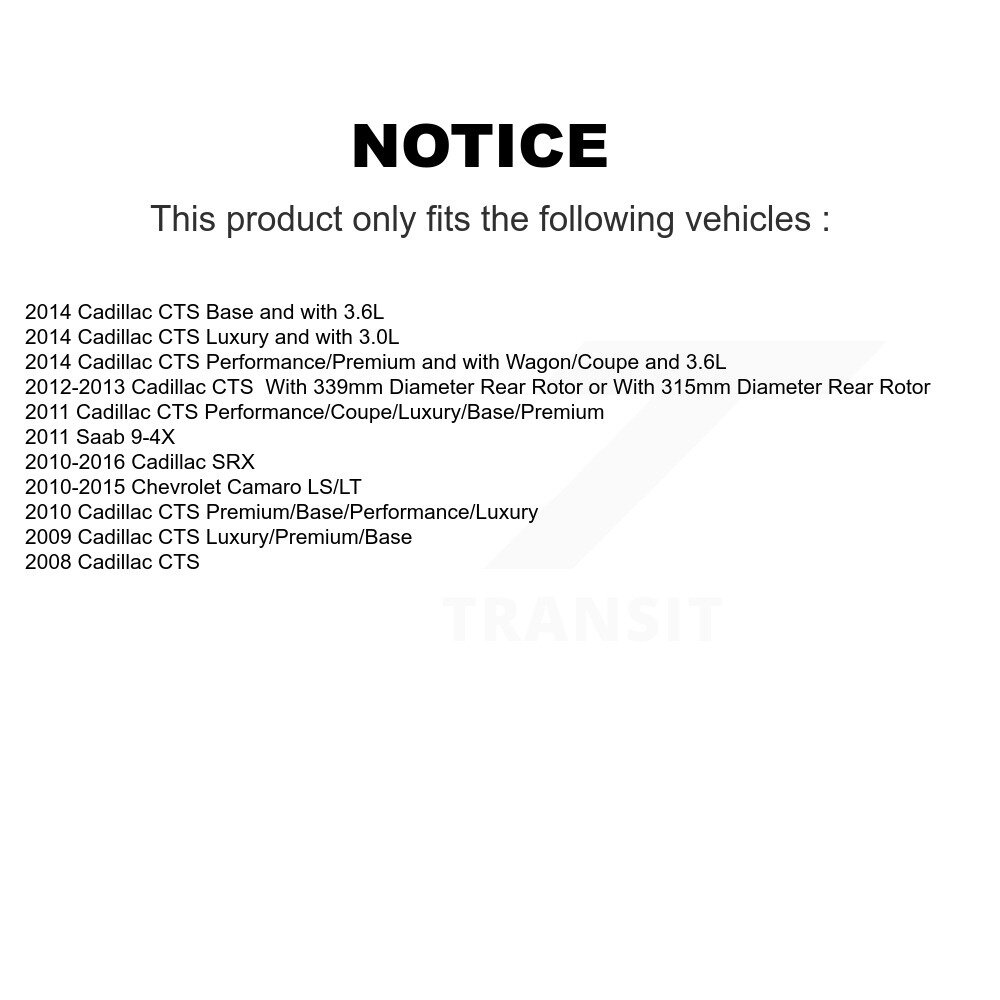 [Arrière] Semi-métalliques arrière Plaquettes de frein à disque pour Cadillac SRX Chevrolet Camaro CTS Saab