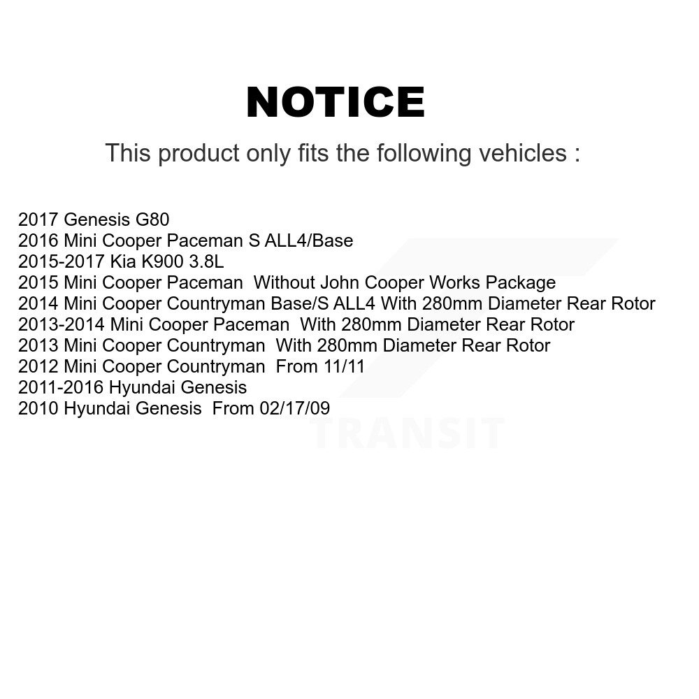 [Arrière] Semi-métalliques arrière Plaquettes de frein disque pour Hyundai Genesis Mini Cooper Countryman