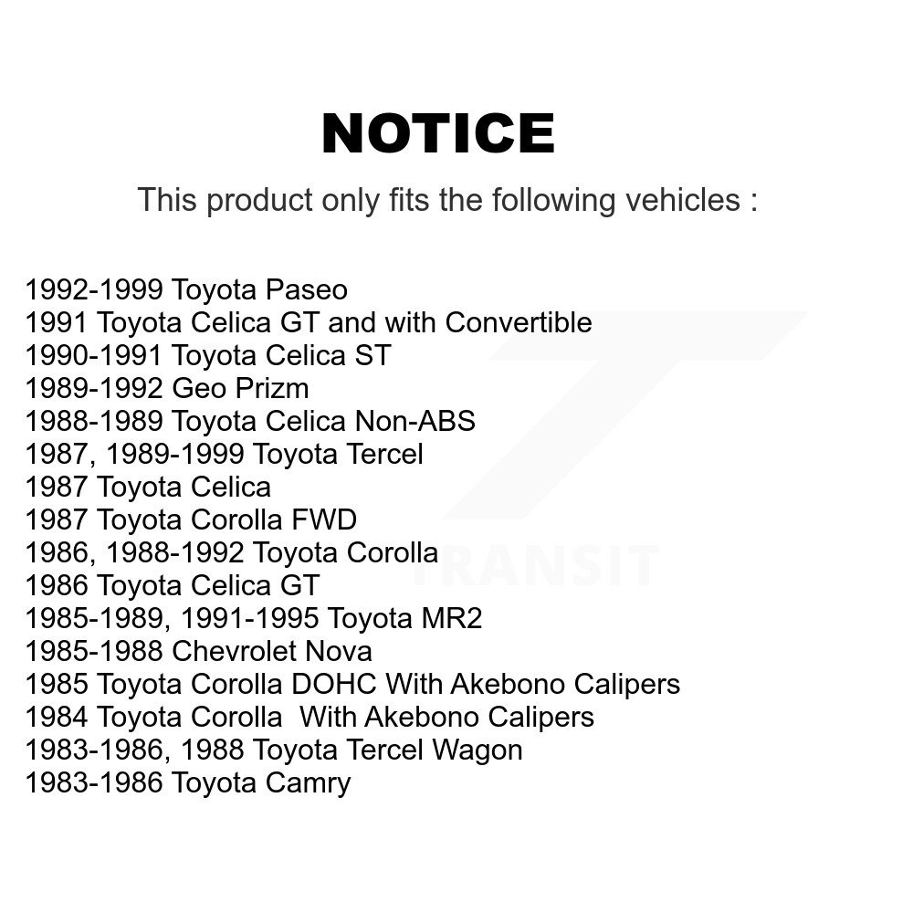 [Front] Semi-métalliques avant Plaquettes de frein à disque pour Toyota Tercel Corolla MR2 Celica Paseo