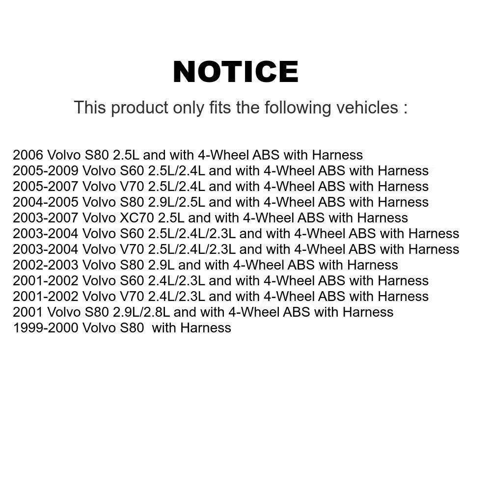 [Arrière droite] Capteur de vitesse arrière droit ABS pour Volvo S60 XC70 V70 S80 avec harnais