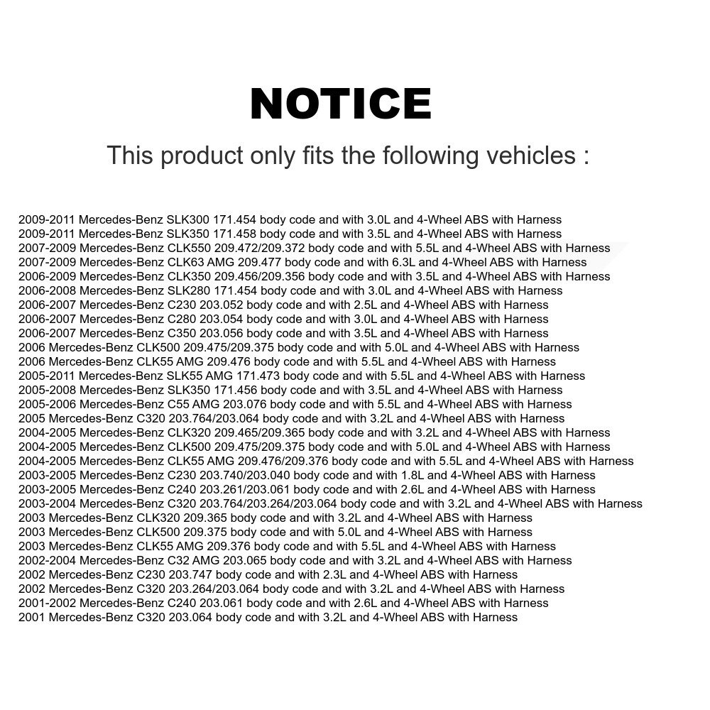 [Front] Capteur de vitesse de roue avant ABS pour Mercedes-Benz C230 C240 SLK350 C280 CLK350 C320