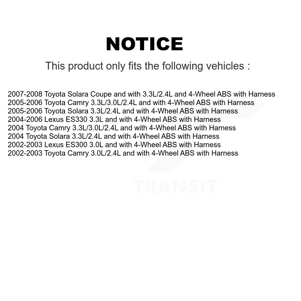 [Avant droite] Capteur de vitesse avant droit ABS pour Toyota Camry Lexus Solara ES330 ES300