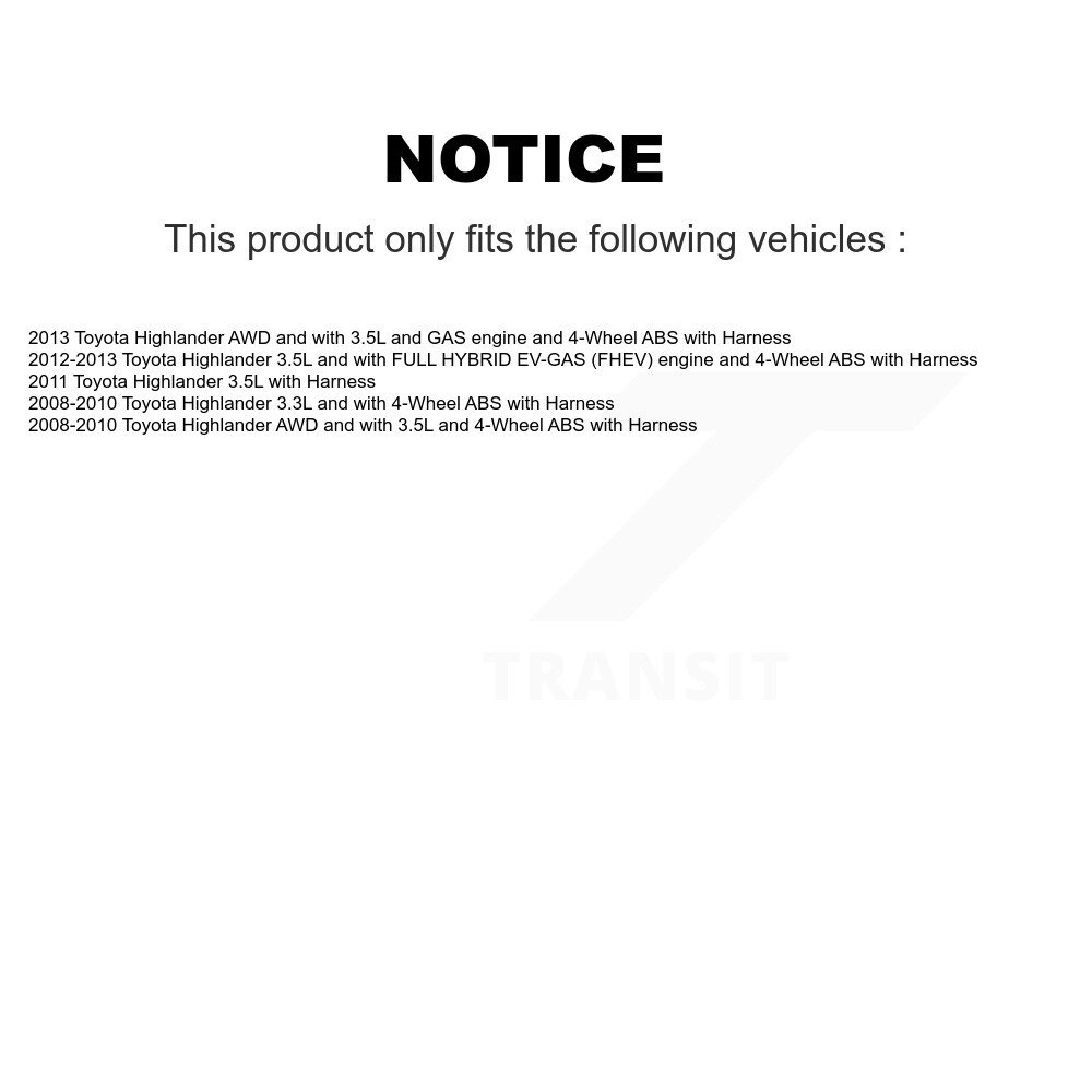 [Arrière gauche] Capteur de vitesse de roue ABS arrière gauche pour Toyota Highlander avec harnais SEN-2ABS0315