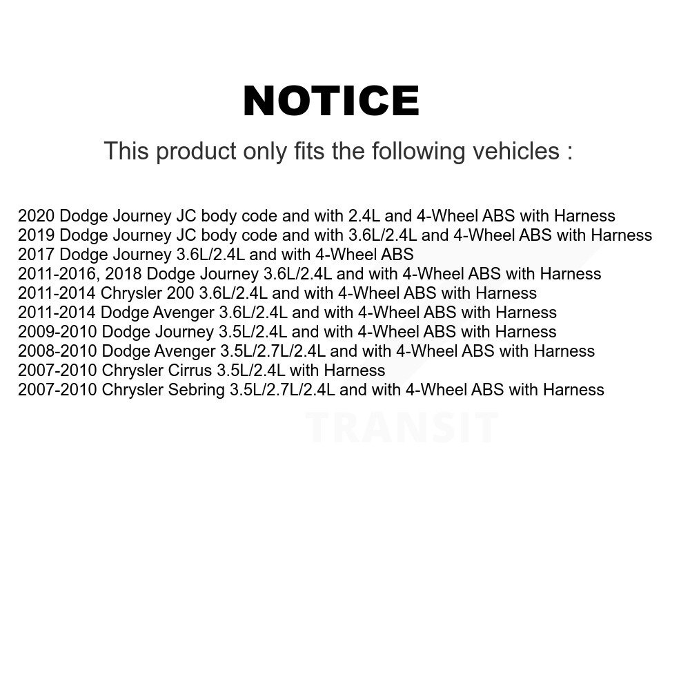 [Avant droite] Capteur de vitesse avant droit ABS pour Dodge Journey Chrysler 200 Avenger