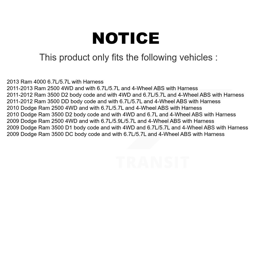 [Front] Capteur de vitesse de roue ABS avant pour Ram 3500 2500 Dodge avec harnais SEN-2ABS0944