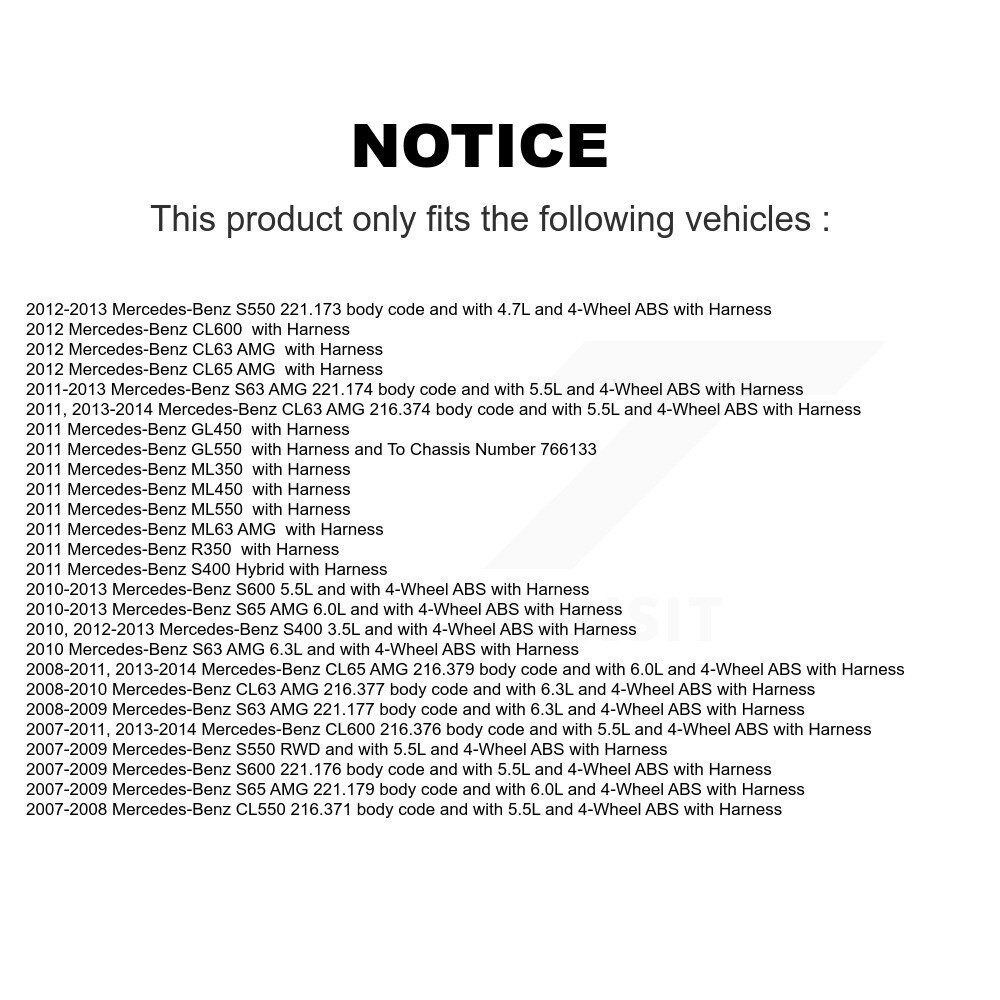 [Arrière] Capteur de vitesse de roue ABS pour Mercedes-Benz ML350 S550 R350 ML550 S350 GL550 S63