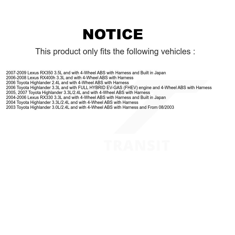 [Front Left] Capteur de vitesse de roue ABS avant gauche pour Lexus RX350 Toyota Highlander RX330 RX400h