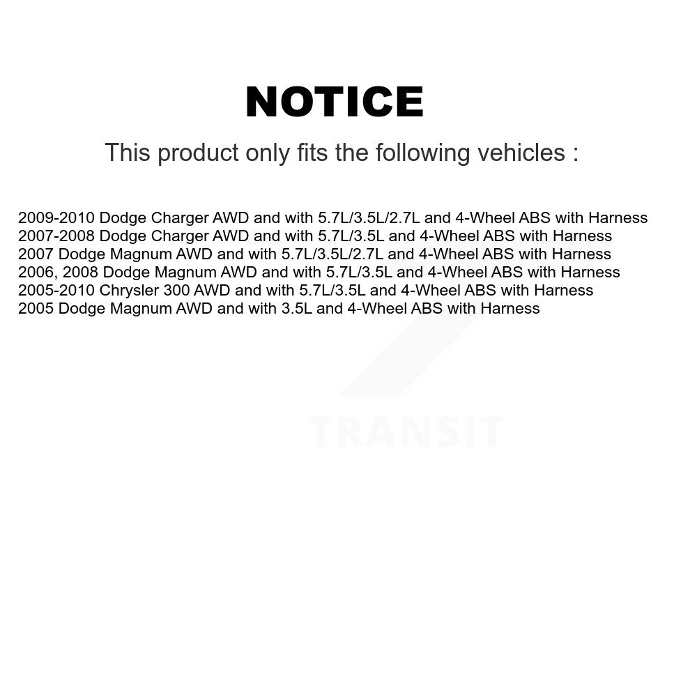 [Front] Capteur de vitesse de roue ABS avant pour Chrysler 300 Dodge Charger Magnum avec Harness