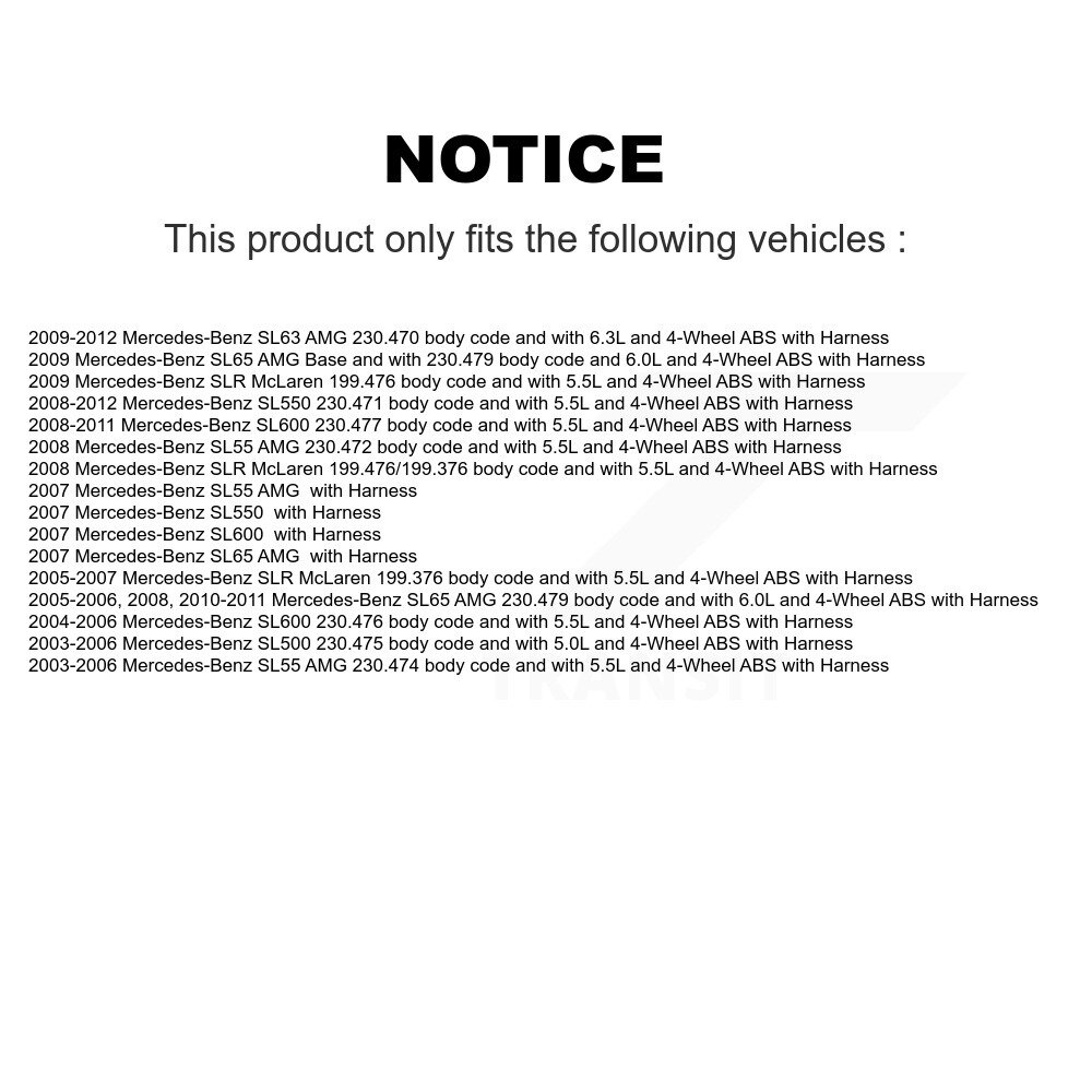 [Front] Capteur de vitesse avant ABS pour Mercedes-Benz SL500 SL550 SL55 AMG SL63 SL600