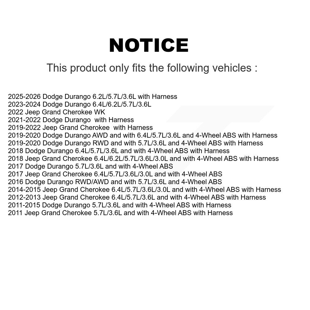 [Arrière] Capteur de vitesse de roue ABS arrière pour Jeep Grand Cherokee Dodge Durango WK