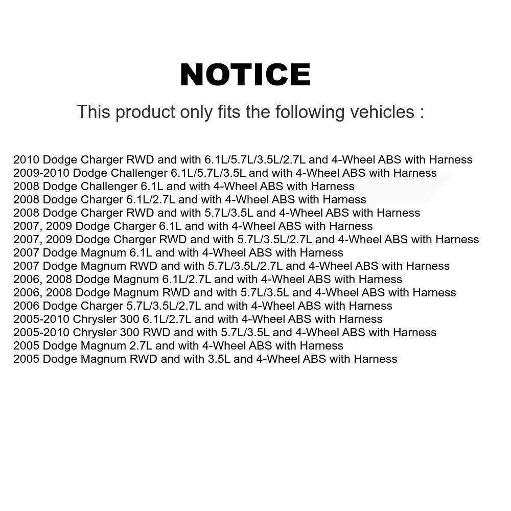 [Arrière droite] Capteur de vitesse de roue ABS arrière droite pour Dodge Chrysler 300 Chargeur Challenger