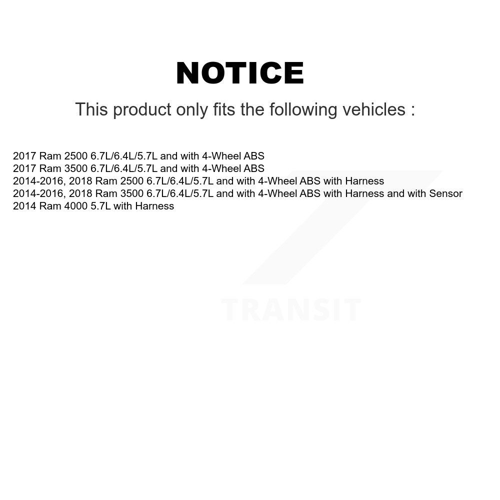 [Front] Capteur de vitesse de roue ABS avant pour Ram 2500 3500 6.7L/6.4L/5.7L avec 4 roues motrices