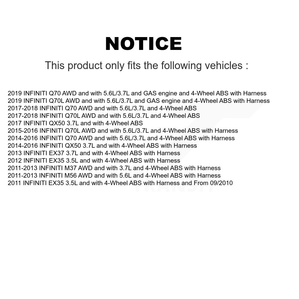 [Front] Capteur de vitesse de roue avant ABS pour INFINITI QX50 EX35 EX37 M37 Q70 Q70L M56