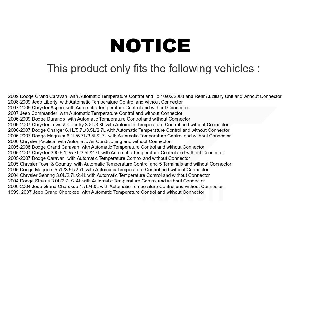 [N/A] Module de commande de moteur HVAC pour Dodge Grand Caravan Chrysler Jeep Cherokee