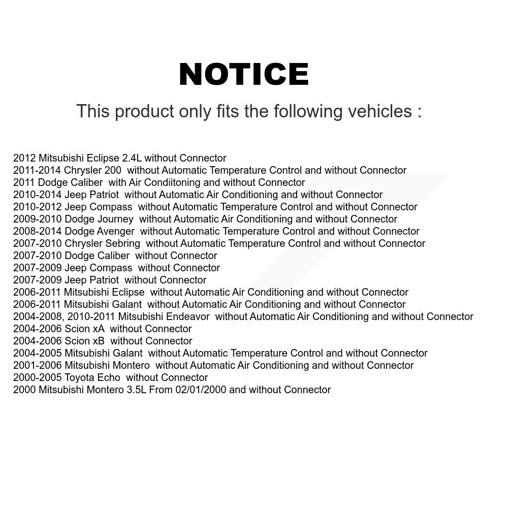 [Front] Résistor de moteur de soufflerie HVAC pour Dodge Jeep Chrysler Toyota Echo Patriot Journey