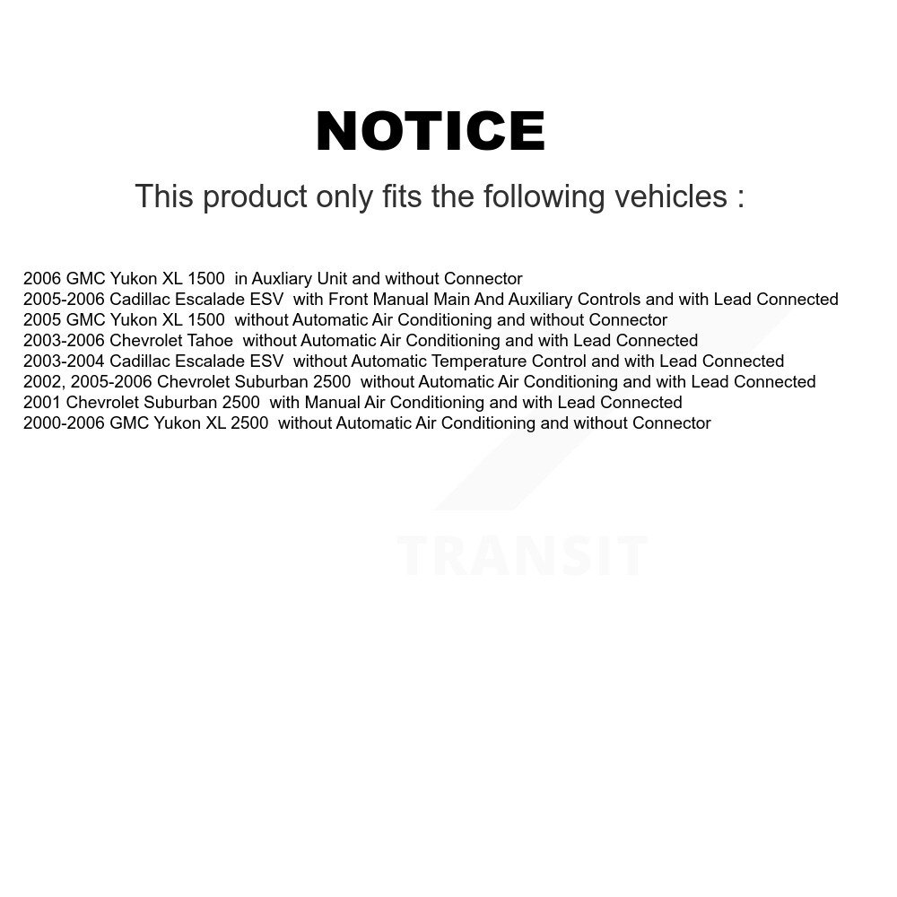 [Arrière] Résistant à moteur à explosion HVAC arrière pour GMC Chevrolet Yukon XL 1500 Suburban Tahoe