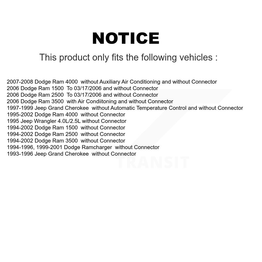 [N/A] Résistor de moteur de souffleur CVC pour Dodge Ram 2500 1500 3500 Jeep Grand Cherokee 4000