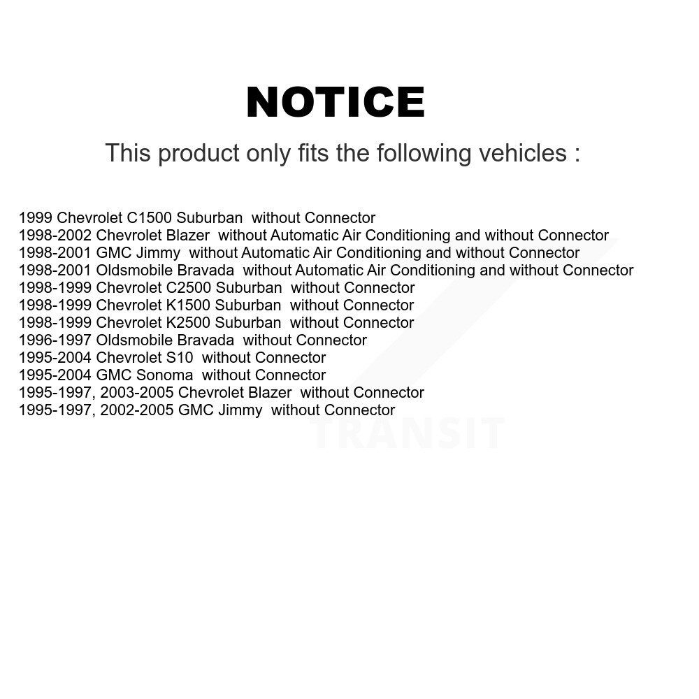 [Arrière] Résistor de moteur de souffleur HVAC pour Chevrolet GMC S10 Blazer Jimmy Sonoma K1500 K2500