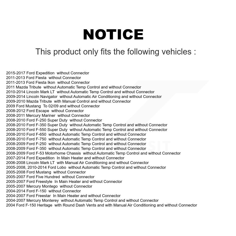 [N/A] HVAC Blower Motor Resistor pour Ford F-150 Escape Mustang Fiesta F-350 Super Duty