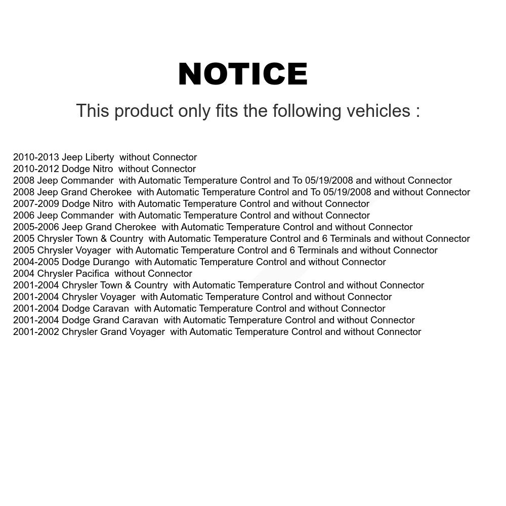 [N/A] Module de commande de moteur de souffleur HVAC pour Dodge Jeep Grand Caravan Cherokee Nitro &
