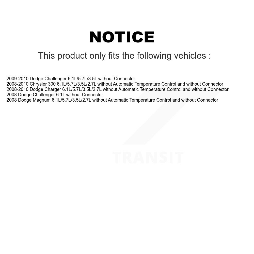 [N/A] Résistor de moteur de souffleur HVAC pour Dodge Chrysler 300 Chargeur Challenger Magnum